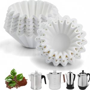 200 Count Coffee Filters 8-12 Cup, 7.92 Inch x 3.2 Inch, Percolator Basket Coffee Filters, White Disposable 8 to 12 Cup Commercial Basket Filter Paper