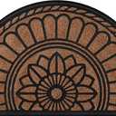 Mibao Half Round Door Mat, Non-Slip Welcome Entrance Way Mat, Durable Rubber Door Mats, Low-Profile Heavy Duty Doormat, Half Circle Mats for Garage, Patio, High Traffic Areas, 23.5" x 35.5", Coffee, 1'11" x 2'11"