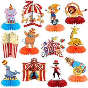 12 Pcs Carnival Party Decorations Circus Theme Party Decorations Carnival Circus Honeycomb Table Centerpieces for Home Office Birthday Honeycomb Supplies Decor