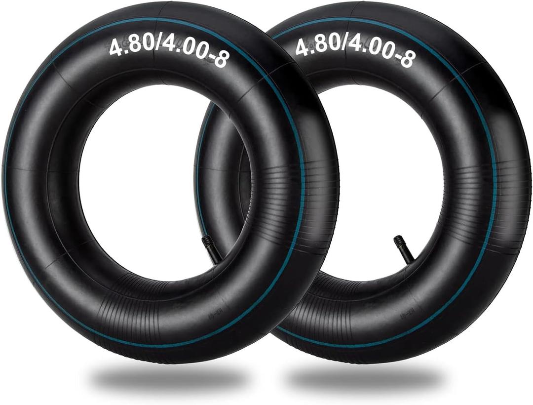 4.80/4.00-8 Inner Tubes, 2 Pack Heavy Duty 4.80 4.00-8/480/400x8 Replacement Tire Inner Tube with Straight Valve Stem for Wheelbarrows, Lawn Mowers, Hand Trucks, Trailers, Tractor, 8" Cart