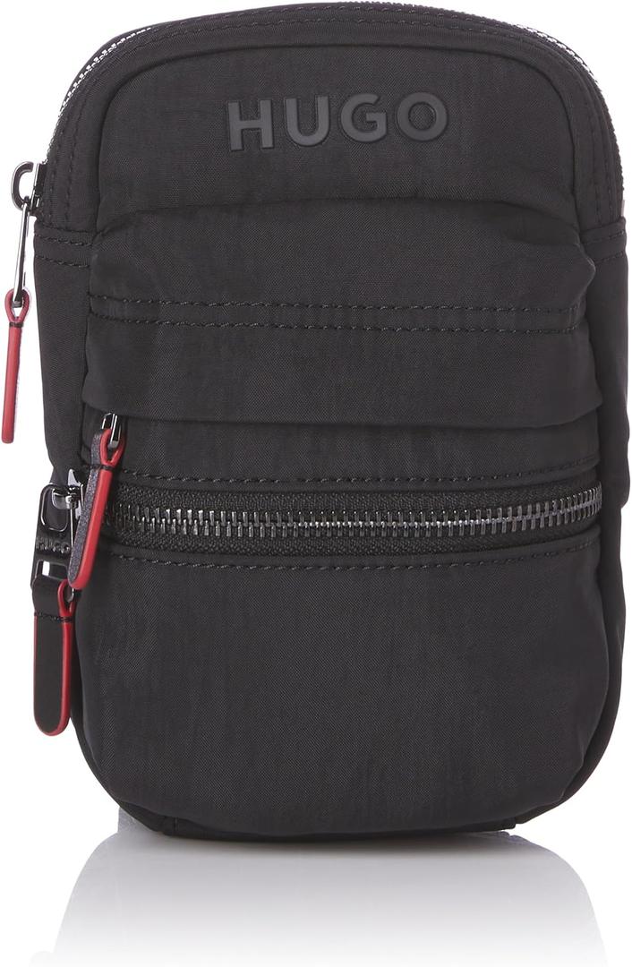 HUGO mens Repeat Logo Strap Small Crossbody Bag (One Size, Black Currant)
