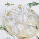 Christmas Ball Ornaments Set 12 pcs 80mm/ 3.15in Shatterproof Clear Glitter Christmas Tree Ornaments Hanging Ornaments for Xmas Holiday, White