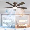 ZMISHIBO 42 Inch Ceiling Fan with Light, App&Remote Control, Flush Mount Low Profile, Dimmable 20W LED Light, Quiet Reversible Motor for Bedroom, Living Room, Apartment, Brown