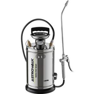 1.5 Gallon Stainless Steel Pump Sprayer with 20" All-Steel Wand & 4FT Reinforced Hose for Lawn Care, Weed Treatment & Pest Control, Includes Viton & EPDM Seals, Gloves