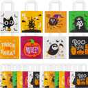 CCINEE 48pcs Halloween Non-Woven Bags, 8 Designs Trick or Treat Tote Reusable Gift Bags with Handles for Kids Halloween Candy Goodie Bags Party Favors and Supplies Snacks Bags