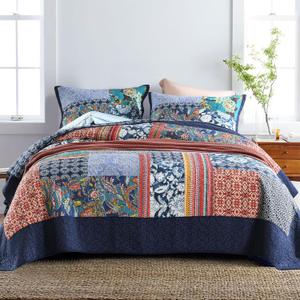 Secgo California King Quilt Size - 100% Cotton Oversized California Comforter Set Bedding Sets (120 * 110 Inch) with 2 Pillow Shams, Patchwork Reversible Lightweight Bedspread (Phoenix)