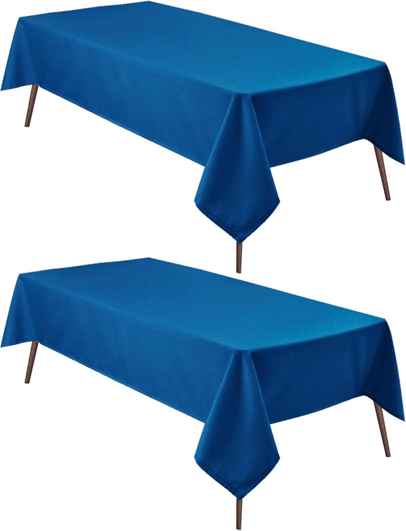 Hiasan 2 Pieces Royal Blue Tablecloth Rectangle - Waterproof and Washable Fabric Table Cloth for Card Tables, 60 x 120 Inch (60"x120"|2 Pack)