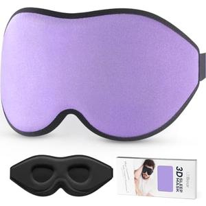 LitBear Sleep Mask for Side Sleeper Women Men, Eye Mask for Sleeping Light Blocking, 3D Contoured Cup Sleeping Mask, Soft Breathable Sleep Eye Mask with Adjustable Strap for Flight, Light Purple