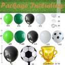 Soccer Balloon Arch Kit 145Pcs Green Black and White Balloons Garland with Soccer and Trophy Foil Balloons for Sport Game World Cup Football Birthday Party Decorations