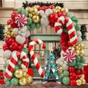 Christmas Balloon Garland Arch Kit 168PCS Red Sage Green Gold White Sand Balloons Candy Balloon Cand Cane Balloons for Christmas Party Decorations Supplies