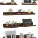 Giftgarden 24 Inch Wall Mounted Floating Shelves Set of 5, Rustic Wood Wall Shelves for Bathroom, Bedroom, Kitchen, Living Room Storage and Decoration, Brown Picture Ledge