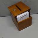 Juvale Wooden Suggestion Box with Lock and Keys, Brown Ballot Box with 50 Blank Suggestion Cards, Locking Lid and Side Slot for Donation, Comments, Feedback (7.5 x 7.1 x 5.5 In)