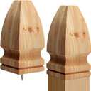 Geetery 2 Pcs 3'' x 3'' x 7'' Wood Gothic Post Cap, Wood Finial, Fence Topper with Screw, Unfinished Decorative Newel Post Cap, Cedar Finial for Indoor Stair Outdoor Fences Mailboxes Decks