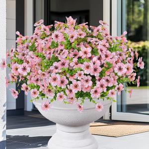 2 x Elyum Artificial Flowers for Outdoors, 9 Bundles Artificial Plants & Flowers Outdoor, UV Resistant Faux Flowers Outdoor Fake Flowers for Outside Porch Window Box Decoration(Pink)
