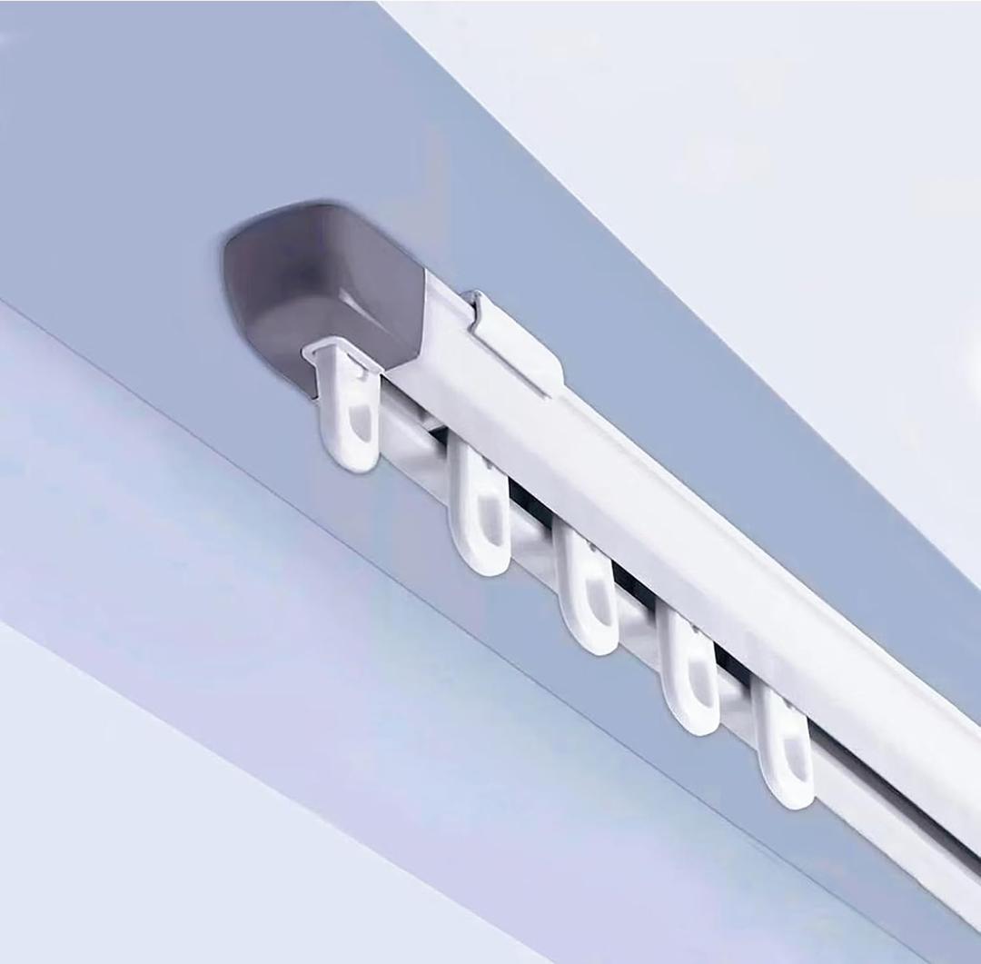 tipiace Ceiling Mounting Telescopic Curtain Track Measurement-Free Curtain Rail Suitable for Office, Living Room and Room Divider(white -Suitable window size：33.4” to 59” or 2.78ft to 4.92ft)