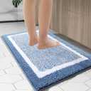 OLANLY Bathroom Runner Rugs 47x24, Extra Soft and Absorbent Microfiber Bath Rugs, Non-Slip, Machine Washable, Quick Dry Shaggy Bath Carpet, Long Bath Mats for Bathroom Floor, Tub, Shower, Blue