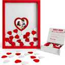 Wedding Guest Book Alternative for Reception with Hearts Guest Book Wedding Reception a Frame Sign Decor Books Recuerdos para Boda Baby Scrapbook Wooden Frames (Blue) (Red)