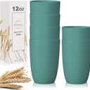 Wheat Straw Cups 6 PCS Good Alternative to Plastic Reusable Cups 12 oz Unbreakable Drinking Cup Reusable Dishwasher Safe Water Plastic Glasses Green