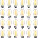 24 Pack LED S14 Replacement Light Bulbs, Waterproof 1W Vintage Edison Bulbs for Outdoor Patio Backyard String Lights, Dimmable, E26 Regular Medium Screw Base, 2200K Warm White