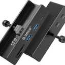 ORICO USB Hub 3.2, Clamp USB-Hub with Extra Power Supply Port, 10Gbps Aluminum 5-Port USB Extender with 2 USB-A 3.2 Ports, USB-C 3.2, SD/TF Card Reader 3.0, USB-3.2 Splitter for Monitor, Desk