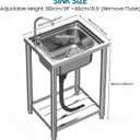 Stainless Steel Single Bowl Commercial Restaurant Kitchen Sink, Free Standing Utility Tub Sink with Quick Connect Drain for Laundry Room Bathroom Farmhouse (22in), Large
