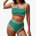 Pink Queen 2025 Women's High Waisted Bikini Sets Two Piece Swimsuit Color Block High Cut Bathing Suits Beach L