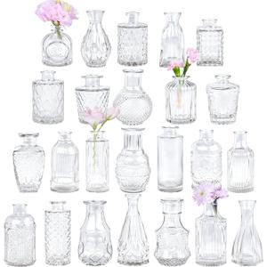TBWIND Glass Bud Vase Set of 24, Small Clear Flower Vases for Centerpieces in Bulk, Mini Vintage Vase for Wedding Decor, and Home Table Dcor