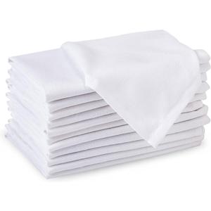 Encasa XO Cotton Cloth Napkins | Set of 12 | Size 17"x17" | White Solid Color | Machine Washable