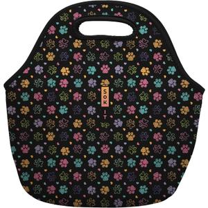 Sok It LunchTote Zippered Bag Insulated Neoprene Caddy (Furry Footprints, Large 4.5 Quart Lunch Tote)