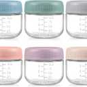 NETANY 6 Pack 4 oz Glass Baby jars with Airtight Lids, Glass Baby Food Storage Containers,Overnight Oats Containers with Lids | Microwave, Dishwasher & Freezer Safe | Includes 10 Labels