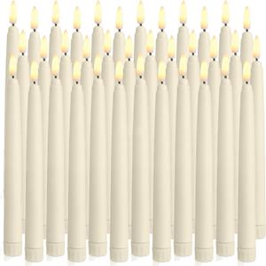 Baquler 36 Pcs Flameless Taper Candles LED Taper Candles Flickering Bulk Ivory LED Candlestick for Easter Wedding Church Halloween Christmas Party Decor Table Centerpiece, 8.5 in, No Batteries