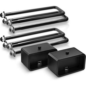 Maxracing 2" Rear Lift Blocks Compatible with Chevy Silverado 1500/GMC Sierra 1500 2007-2025, 2" Rear Leveling Block Kit with Extended Square U-Bolts