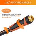 Upgraded Hybrid Garden Hose 50 ft with 360 Rotating Handle, 2025 New Formula Flexible Water Hose 50FT, Lightweight, Durable, Heavy Duty, All-weather, 3/4" Leakproof Solid Brass Fittings (Black Orange)