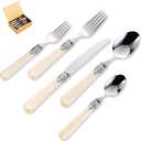 20 pieces 18/10 Stainless Steel Silverware Sets With Champagne Handle,Vintage Cutlery Sets,Sliverware set Service for 4,Dishware Safe (20,champagne)