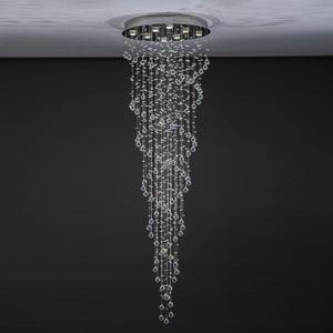 Modern Chrome Crystal Chandelier for High Ceiling,Large Spiral Sphere Crystal Chandeliers Ceiling Light,Flush Mount Pendant Light Fixture for Entryway, Staircase, Foyer D23.6 X H78.7