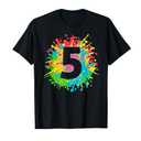 5th Birthday paint splashes T-shirt for kids, girls, boys. T-Shirt, XS