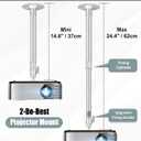 2-Be-Best Projector Mount,14-24in / 37-62cm Projector Ceiling Mount Extendable Ceiling Projectors Mounts Adjustable Angle 360 Rotation Drop Ceiling Projectors Mounts Silver