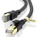 Cat 8 Ethernet Cable 50FT, High-Speed Braided Internet Cable Network Cord with Gold Plated RJ45 Connector 40Gbps 2000Mhz Heavy Duty LAN Cable Shielded Indoor
