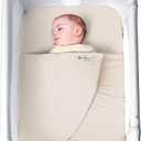 Wrap Sheet Anti-Rollover Safe Sleep Blanket for Newborns Fits Bedside Sleepers, Pack & Plays, Mini Cribs Newborn Sleep Essential (Tan, Bedside Sleeper or Bassinet)