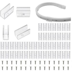 Neon Rope Light Mounting Brackets, 100PCS Install Fixing Clips Accessories for 6x12mm Silicone LED Flex Strip Lighting, DIY (100 Screws, 100 Clips)