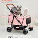 Dog Stroller for Large & Medium Dogs (20132 lbs), Pet Stroller for 2 Small Dogs, Extra Large Heavy Duty, Foldable & Ventilated, Pink or Navy