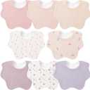 Bearmoss Baby Bibs for Drooling & Teething 8 Pack Muslin Cotton Soft Absorbent Adjustable Unisex Bibs Boys Girls 0-36 Months (Sweet Charm)