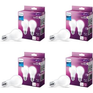 Philips LED A19 Ultra Definition Frosted Dimmable LED Light Bulbs - Flicker-Free 60w Light Bulbs with EyeComfort Technology - Daylight 5000K Lightbulb - 800 Lumen - E26 Base - 4 Pack