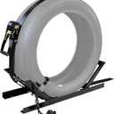 JY PERFORMANCE Semi-Truck Spare Tire Rack, Adjustable Tire Carrier, Ratchet Strap Chain, Black, DAC927