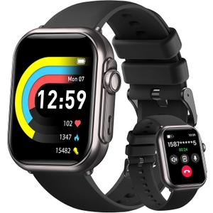 Health Fitness Trackers for Women Men: 100 Day Battery Life Activity Tracker with Answer/Make Call Blood Pressure SpO2 Sleep Heart Rate Monitor 120+ Sports Modes 5ATM Smart Watch for iPhone Black Gift