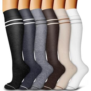 Bluemaple 6 Pack Copper Compression Socks for Women and Men Circulation-Best Support for Medical, Running,Nursing,Athletic (Small-Medium)