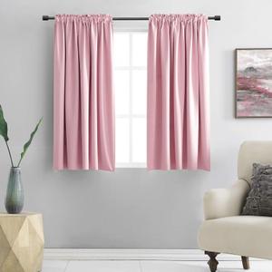DONREN Pink Curtains for Kids Room - Home Decoration Privacy Protection Blackout Thermal Insulated Window Drape with Rod Pocket (Set of 2 Panels,42 x 45 Inch)