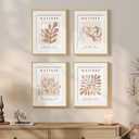 4 Piece Framed Matisse Neutral Wall Art, Abstract Minimalist Beige Artwork for Walls, Mid Century Modern Botanical Prints Paintings for Living Room Bedroom Office Wall Decor 11x14 Inch