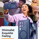 CANSHN Designed for Samsung Galaxy S24 Ultra Case [Full Camera Protection] [Compatible with MagSafe] Translucent Matte Shockproof Protective Phone Cover 6.8 Inch - Deep Blue