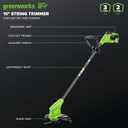 Greenworks 24V 10" Cordless String Trimmer with 2.0Ah Battery and Charger, 20 Replacement Blades Included